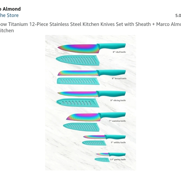 Rainbow Titanium Kitchen Knife Set - Picture 7 of 7